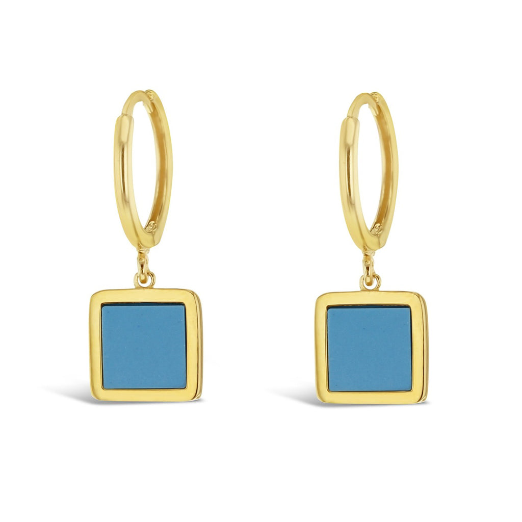 Gold and Turquiose Earrings yellow gold