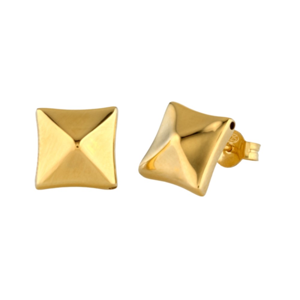 Italian square earrings sterling silver, gold plated