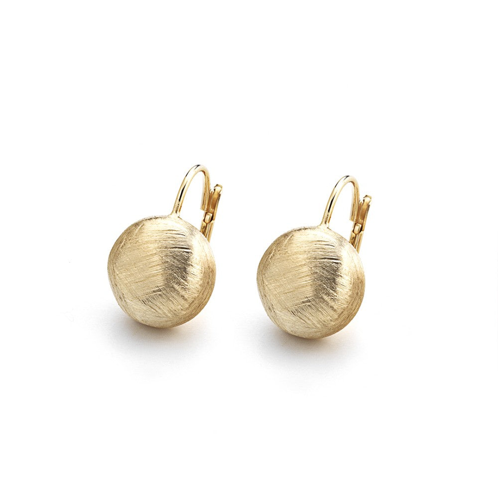 Italian hook earrings sterling silver, gold plated / 13.5mm