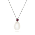 Ruby and Pearl Pendant – 9ct White Gold 9ct White Gold