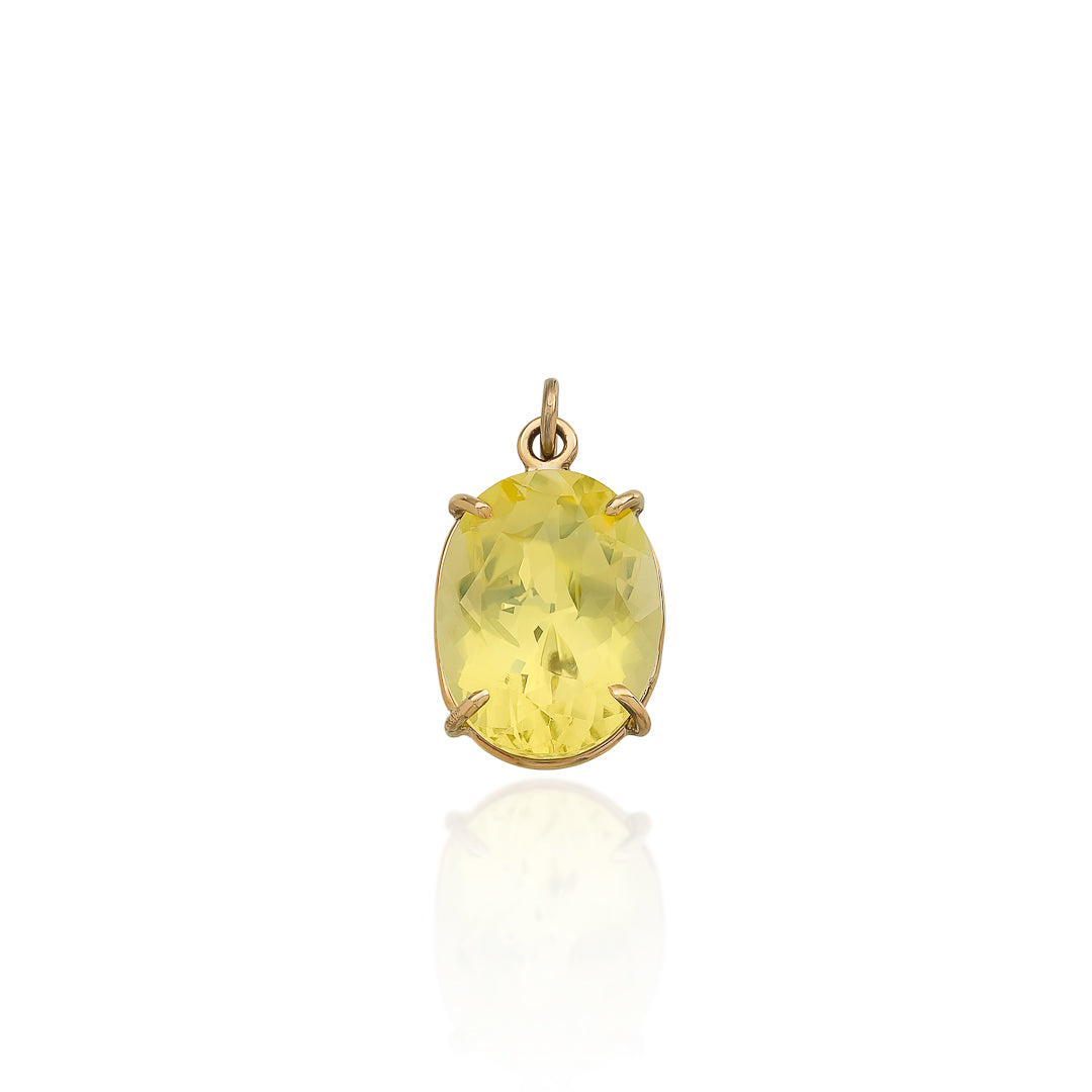 Lemon Quartz Pendant 9ct Yellow Gold