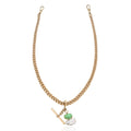 Green Stone and Keshi Pendant 9ct Yellow Gold