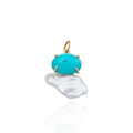 Turquoise & Keshi Pearl Pendant 9ct Yellow Gold