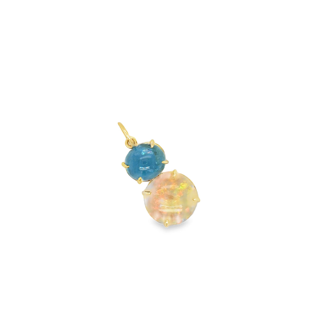 Opal and Aquamarine Pendant – 9ct Yellow Gold 9ct Yellow Gold