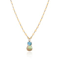 Solid Opal & Aquamarine Pendant 9ct Yellow Gold