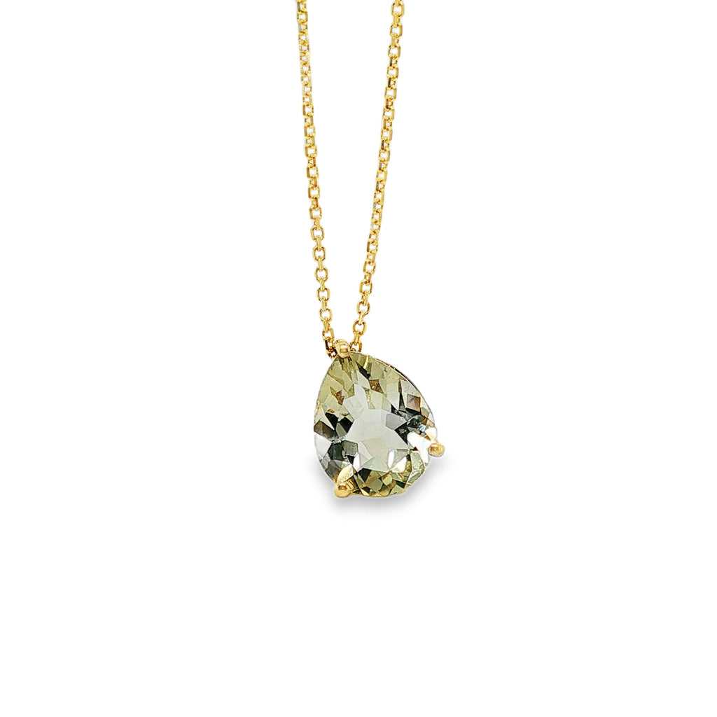 Green Amethyst Pendant 9ct Yellow Gold
