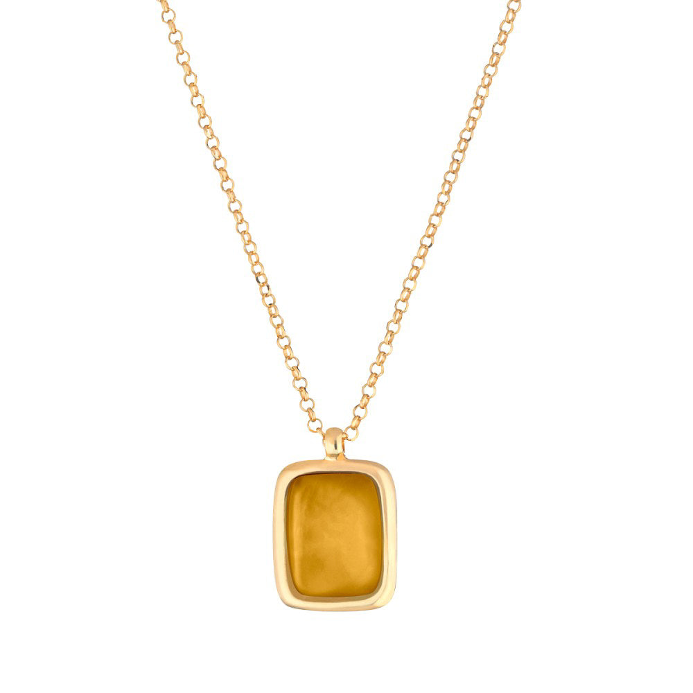 Italian Yellow Quartz Pendant Sterling Silver, Gold Plated