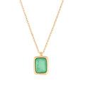 Italian Green Quartz Pendant Sterling Silver, Gold Plated