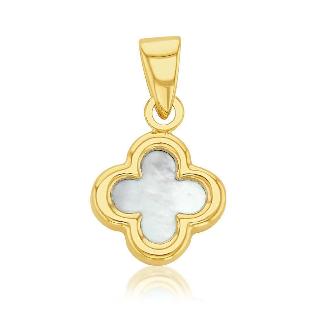 Mother Of Pearl Clover Pendant yellow gold