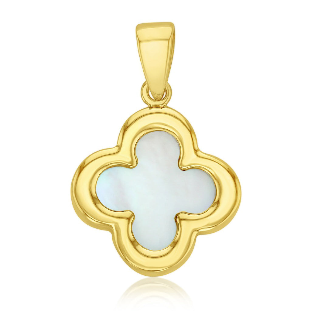 Mother of Pearl Clover Pendant yellow gold