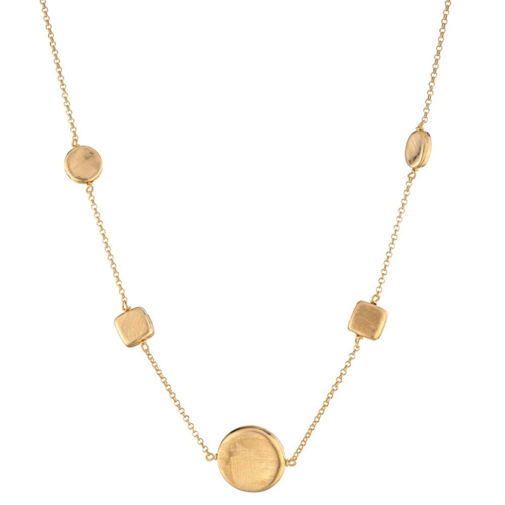 Italian Button Necklace Sterling Silver, Gold Plated