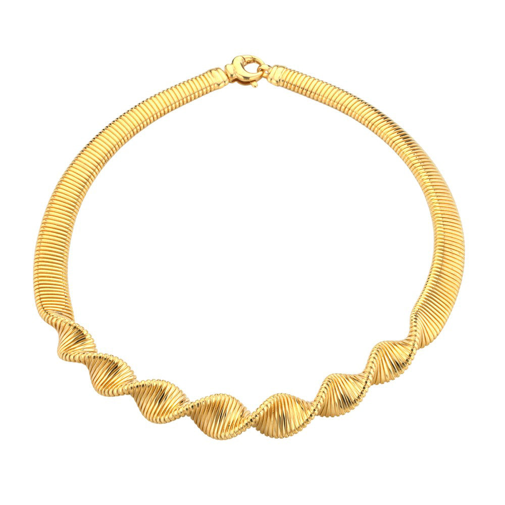 Italian Spiral Tubogas Collar Sterling Silver, Gold Plated