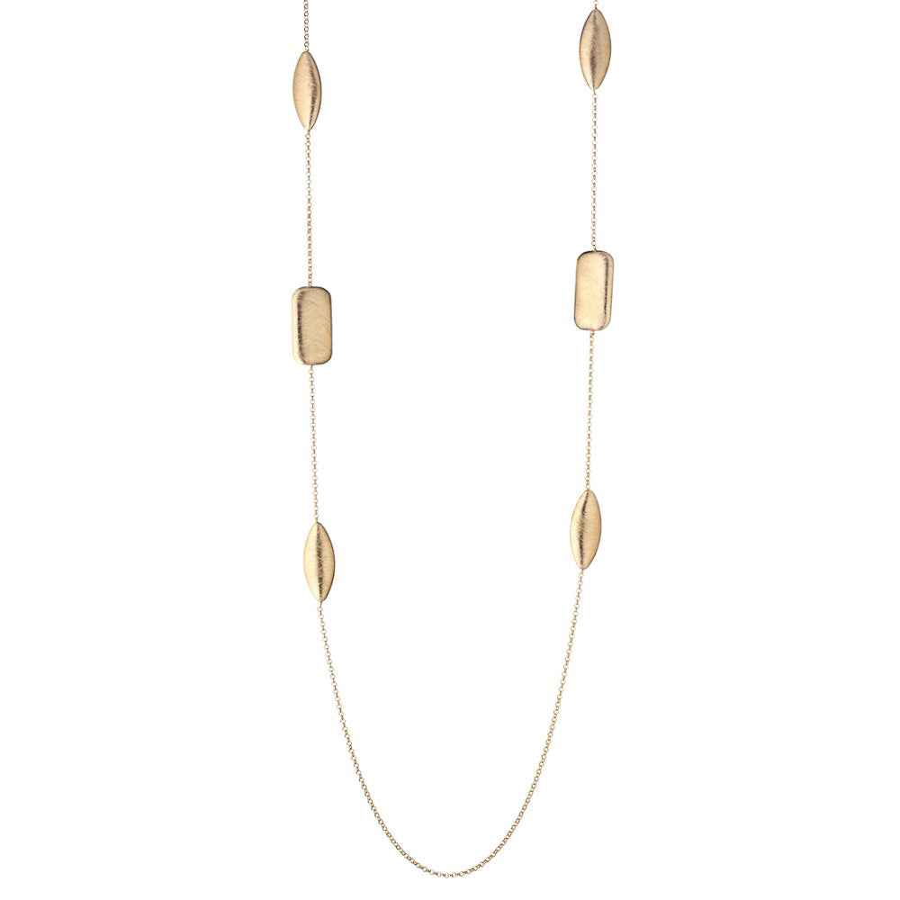 Italian Long Necklace Sterling Silver, Gold Plated