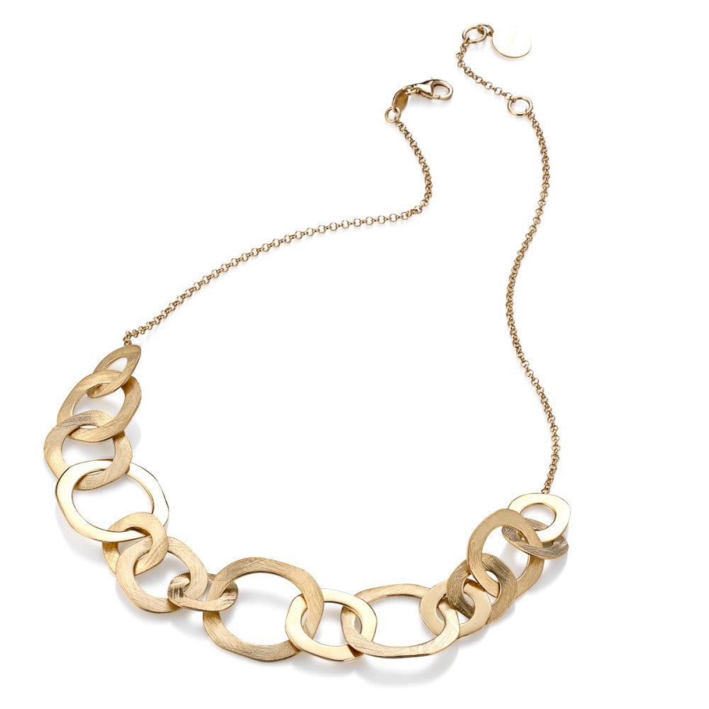 Italian Wonky Chain Necklace Sterling Silver, Gold Plated