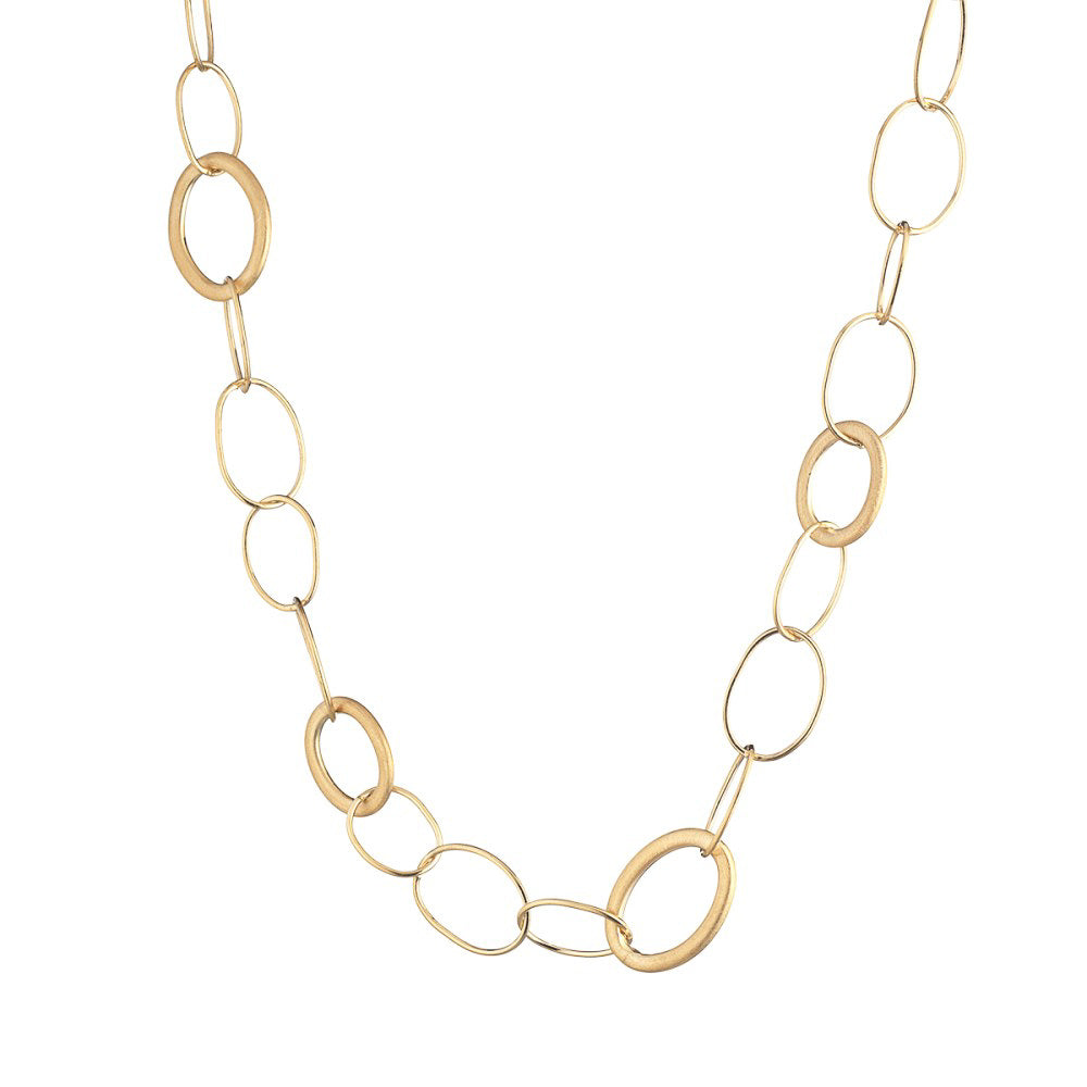 Italian Larg Curb Link Necklace Sterling Silver, Gold Plated