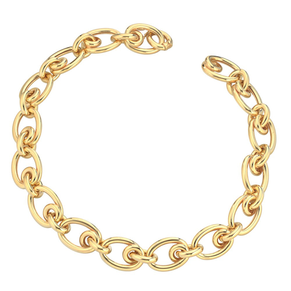 Itaiial Multi Link Necklace Sterling Silver, Gold Plated