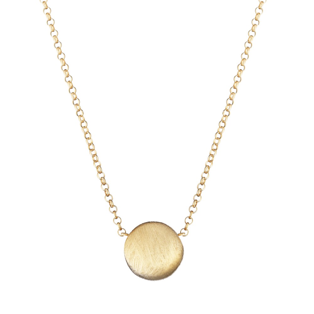 Matte pebble pendant necklace sterling silver, gold plated / 45cm