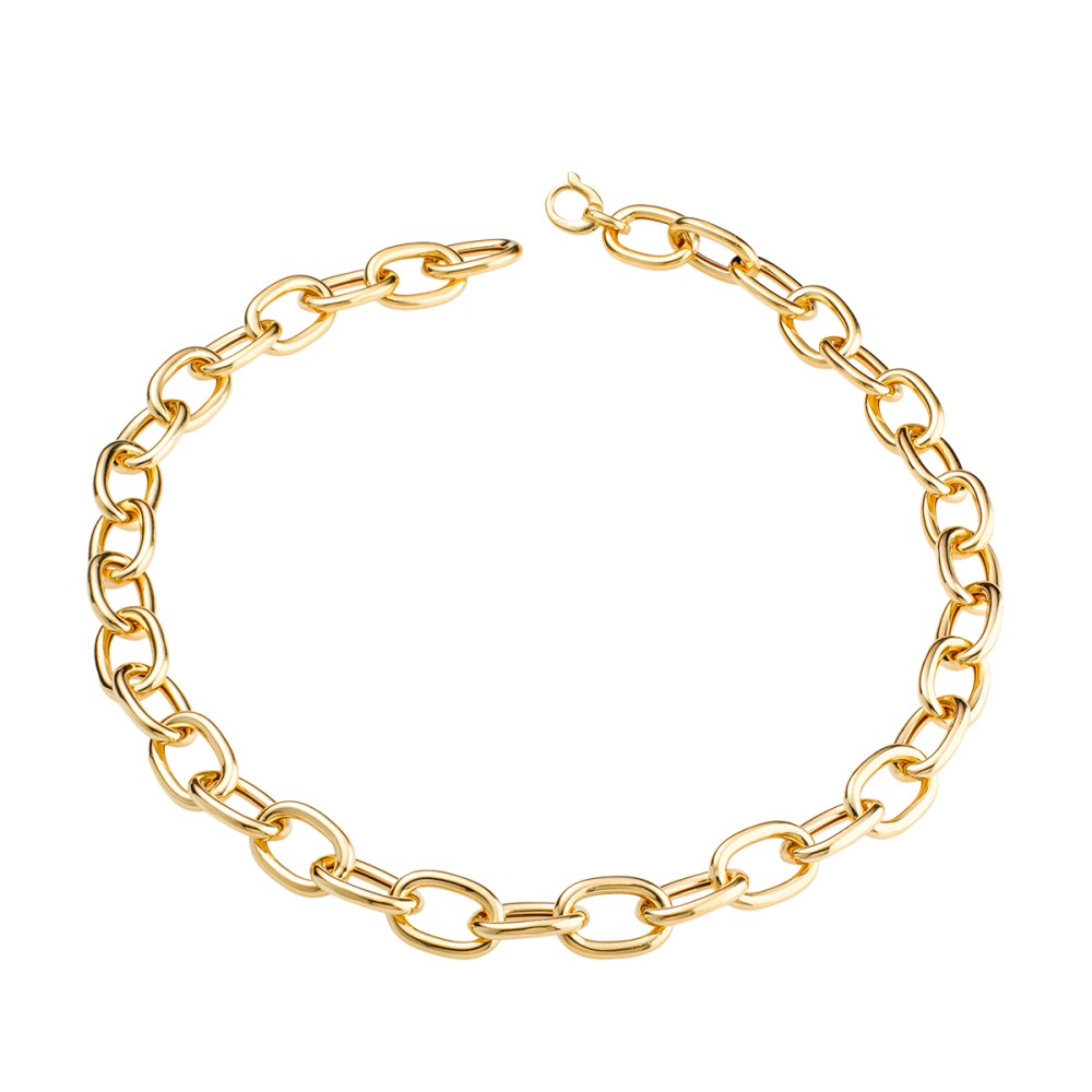 Italian oval link necklace sterling silver, gold plated / 49cm