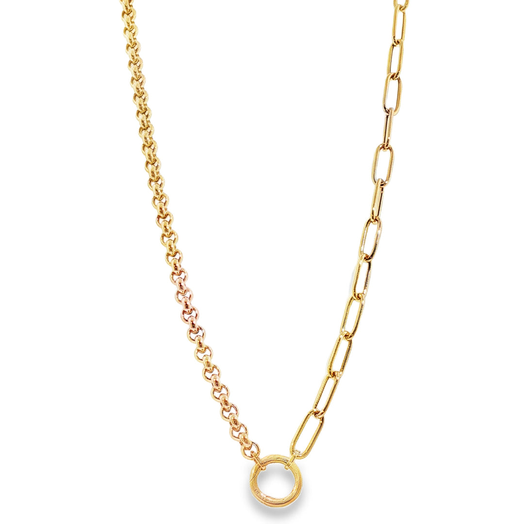 Gold Paperchain and Belcher Link Necklace Yellow Gold / 45cm