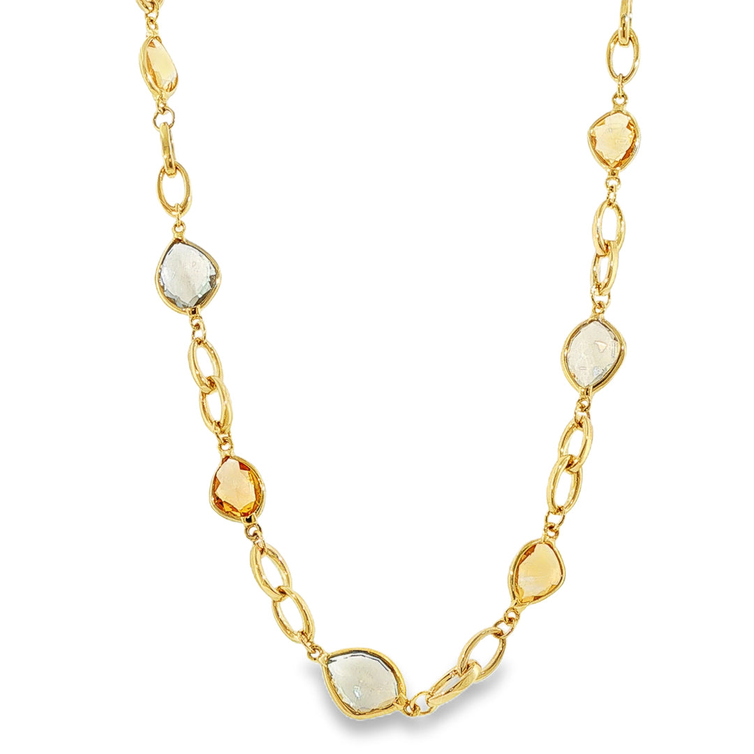 Coloured Stone Necklace Yellow Gold / 43cm