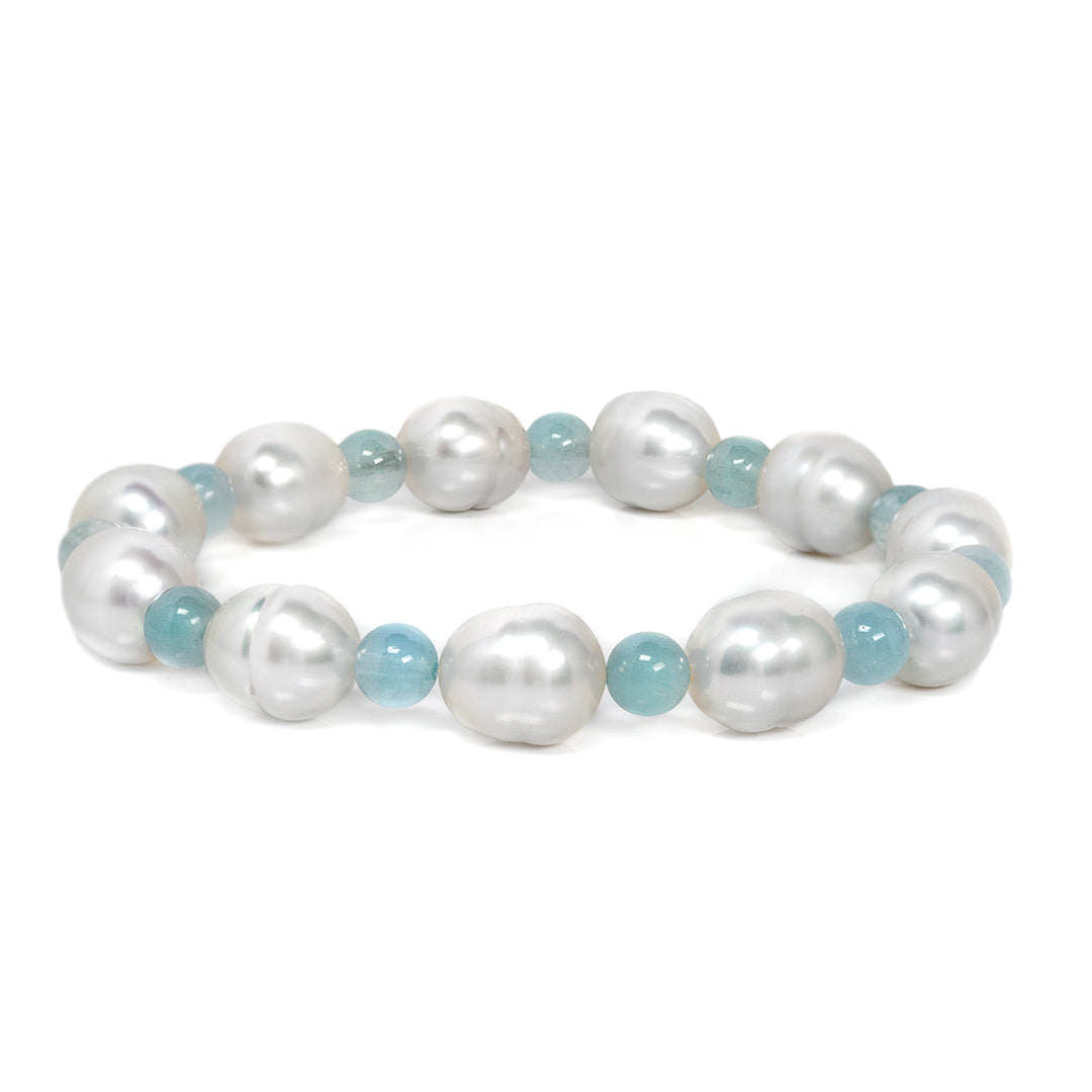 Aquamarine and Pearl Bracelet