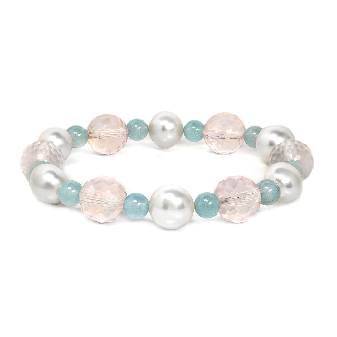 Aquamarine, Pearl and Quartz Bracelet