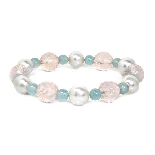 Aquamarine, Pearl and Quartz Bracelet
