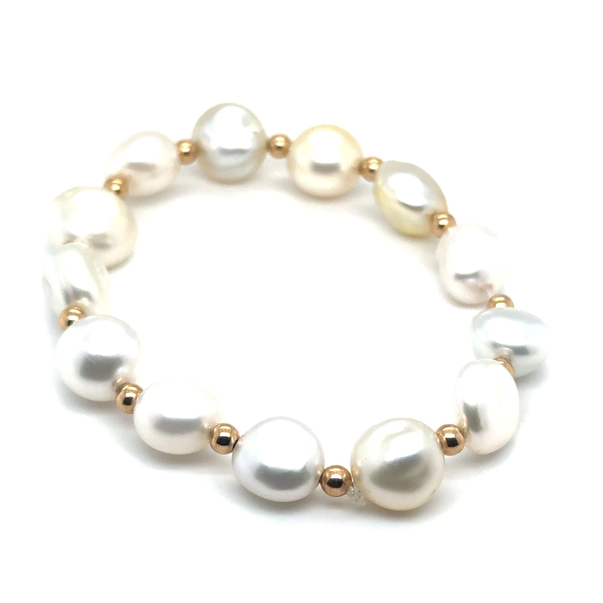 Keshi Pearl & Gold Bead Bracelet 14ct Gold / 11mm