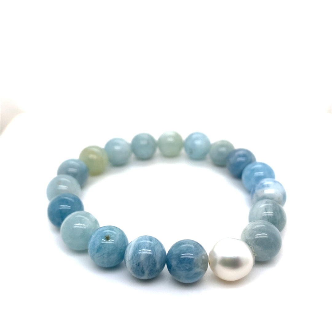 Aquamarine and Pearl Bracelet Default Title / 10mm