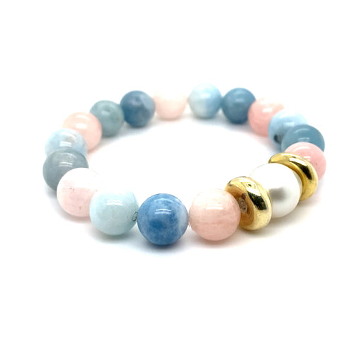 Beryl, Gold Plated Rhondell & South Sea Pearl Bracelet Silver / 10mm