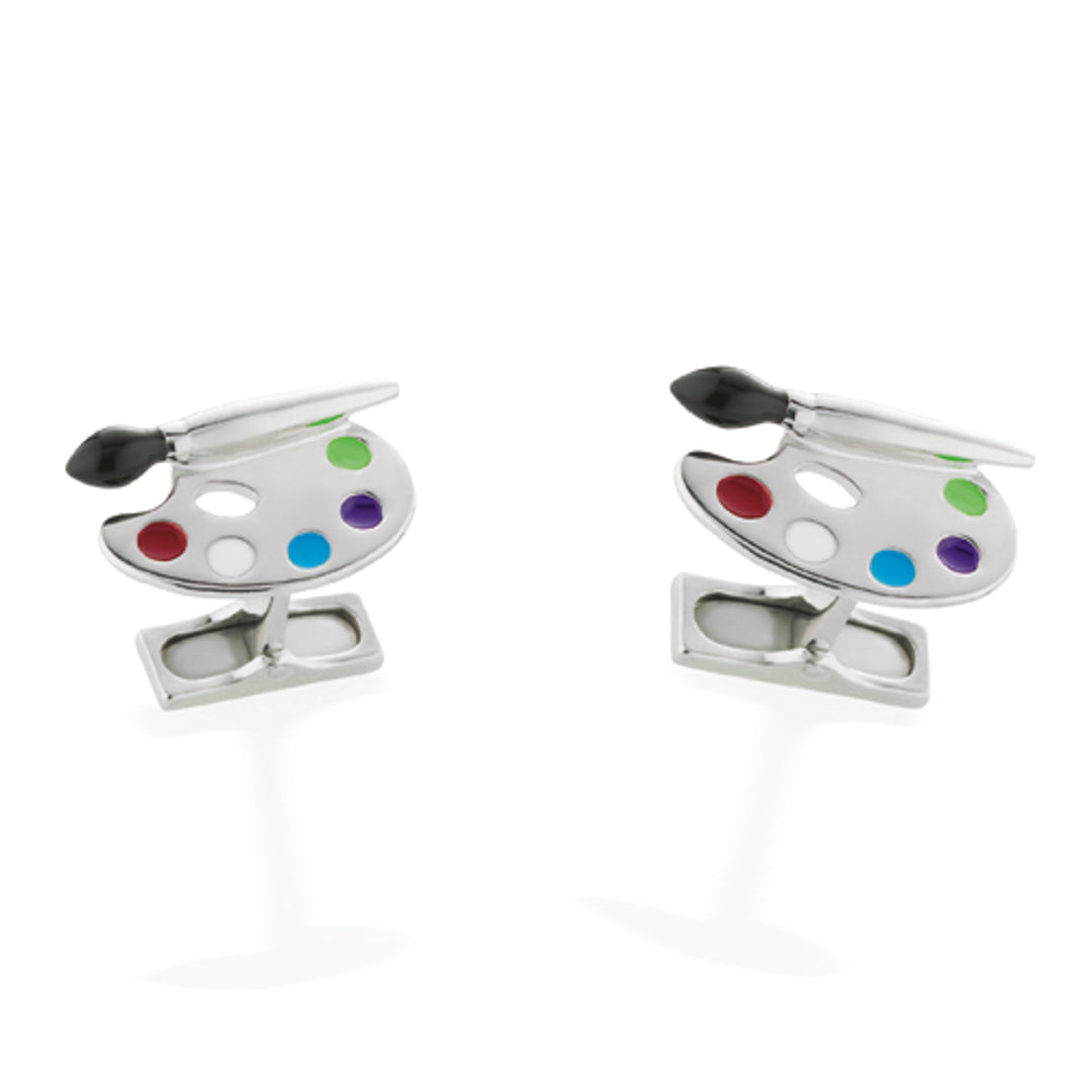 Silver Enamel Cufflinks Sterling Silver / 11.3 g