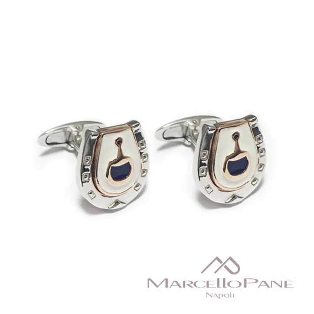 Silver Enamel Cufflinks Sterling Silver / 16.7 g