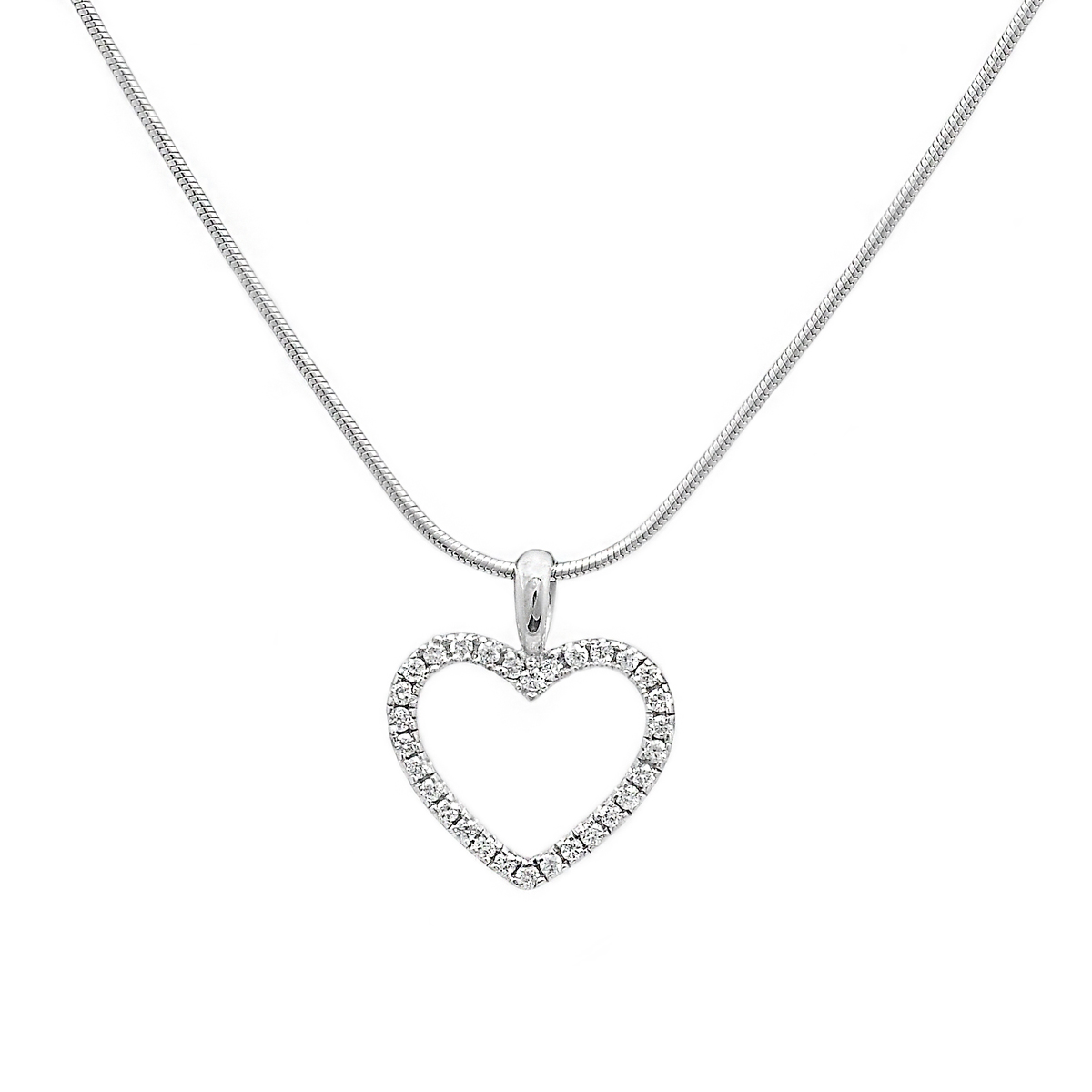 18ct White Gold Small Diamond Heart Pendant 0 16ct Chain Not Home Necklaces Diamond