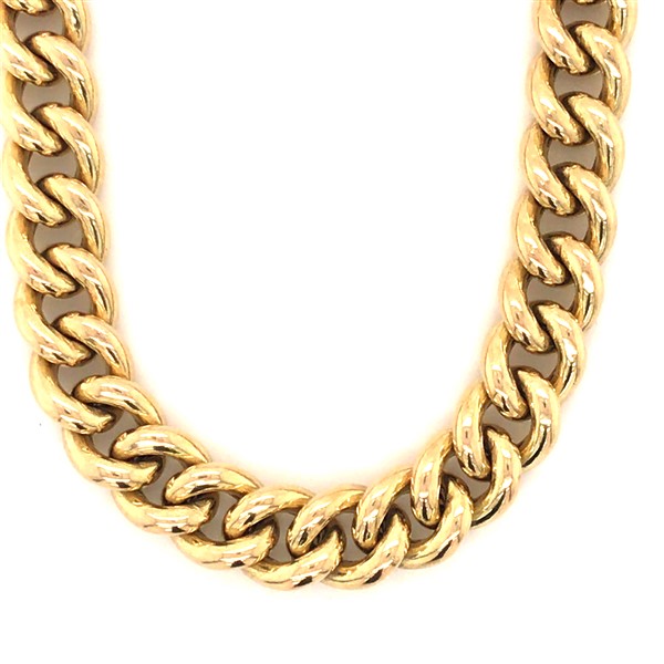 9ct Yellow Gold Hollow Rounded Curb Link Chain Necklace 50cm 7 5mm 35 6 Grams Catanach S Jewellers