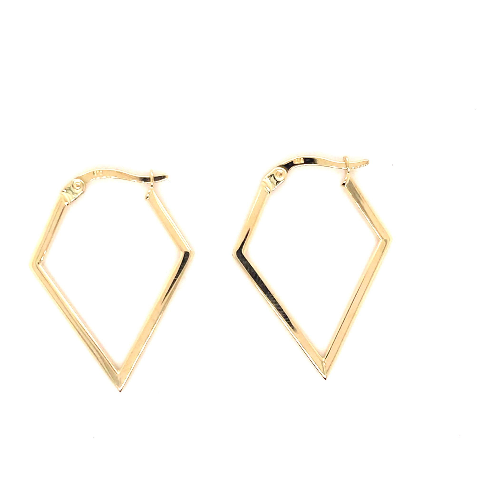 9ct Yellow Gold Diamond Shaped Huggie Earrings 30mm Long – Catanach's ...